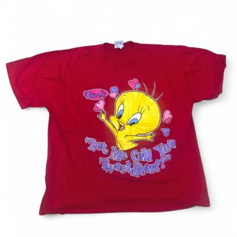 Vintage 1995 Tweety Bird Looney Tunes Shirt 24W Red Single Stitch 90s Tee